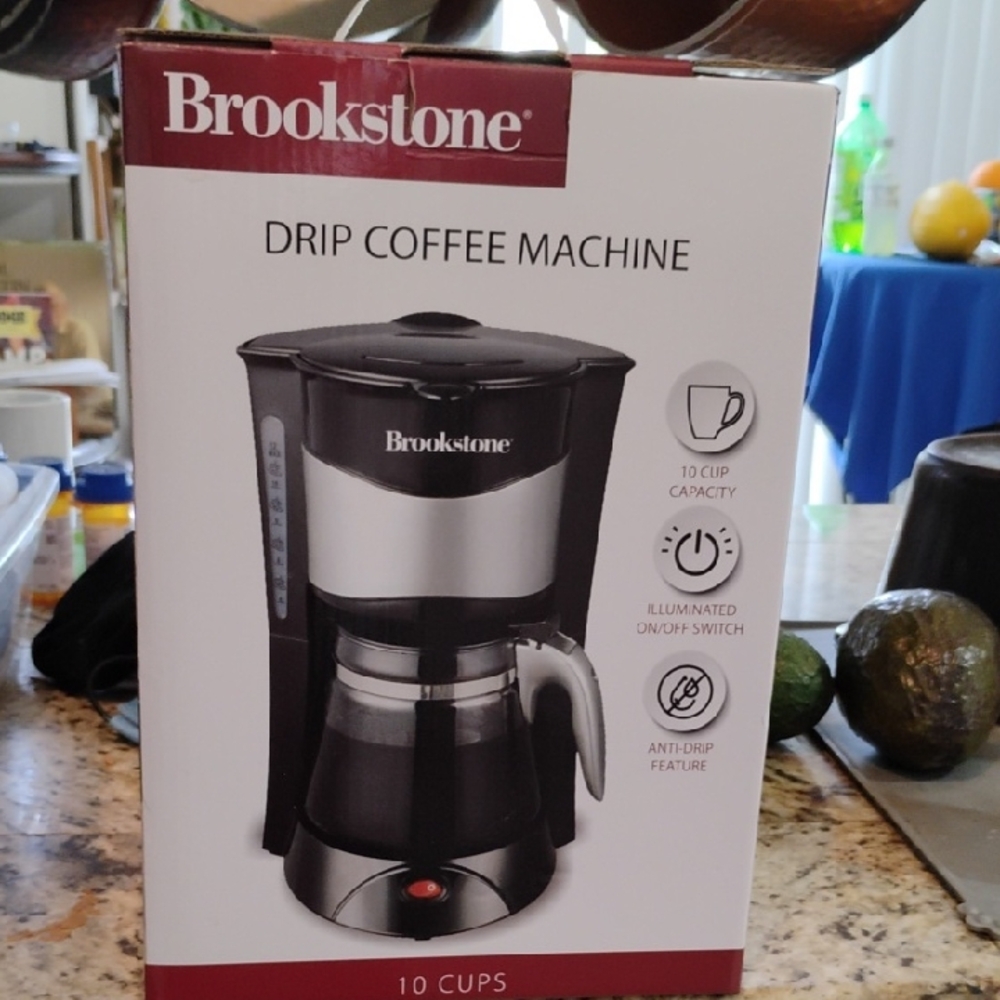 Brookstone Black and Silver 10-Cup Drip Coffee Maker
